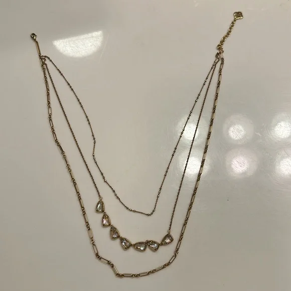NWOT Kendra Scott Susanna Vintage Gold Multi Strand Necklace in White Abalone - Picture 1 of 4